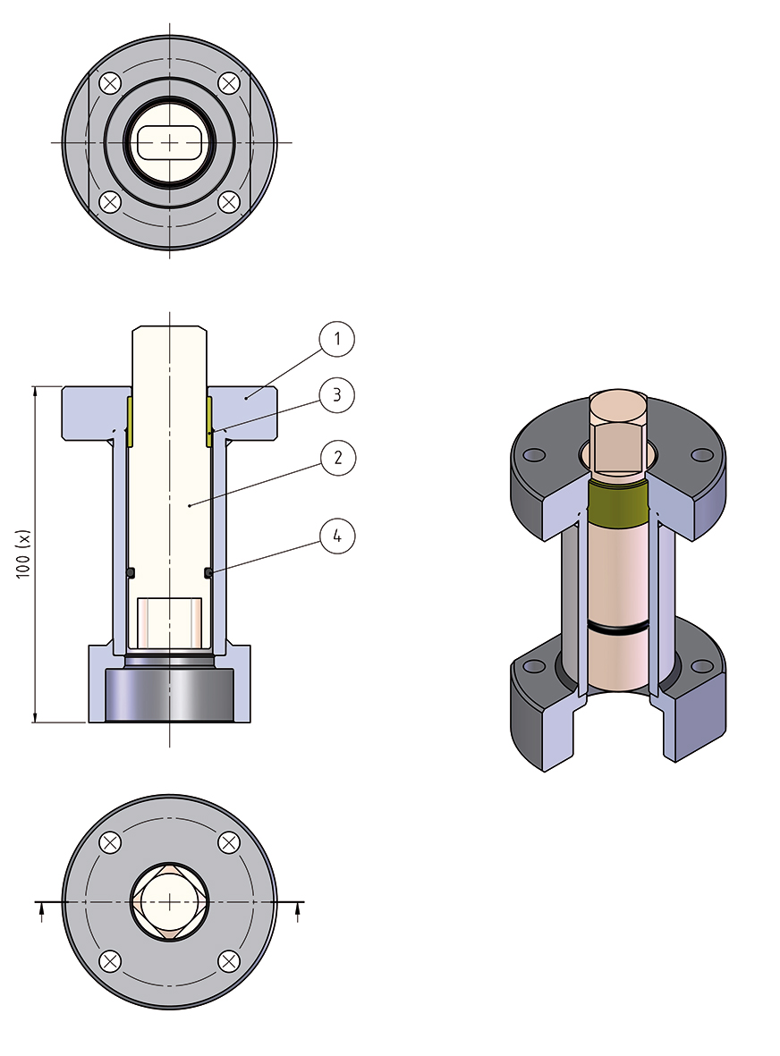 分體法蘭二通球閥  ITEM 472/473型與執(zhí)行器連接延伸軸